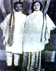 Melaku-Beyan with his wife in Ethiopian costume